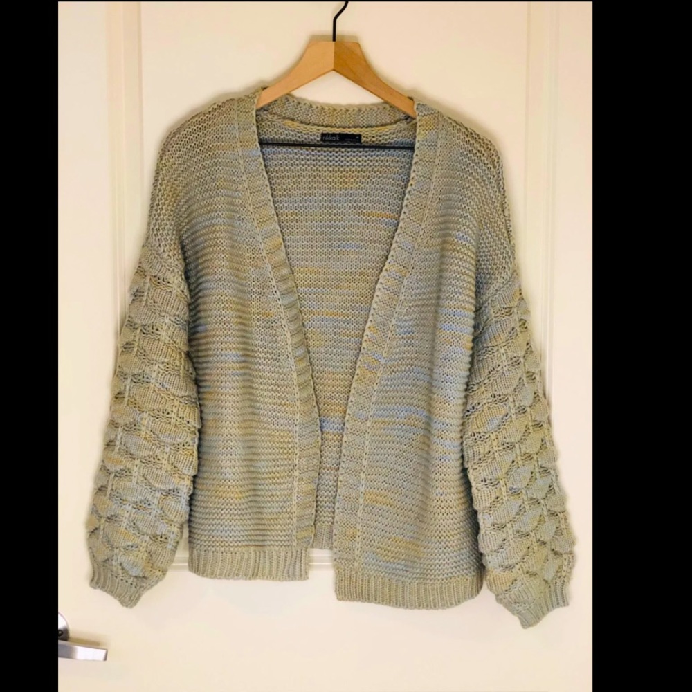 Nikki k chunky cardigan blue beige